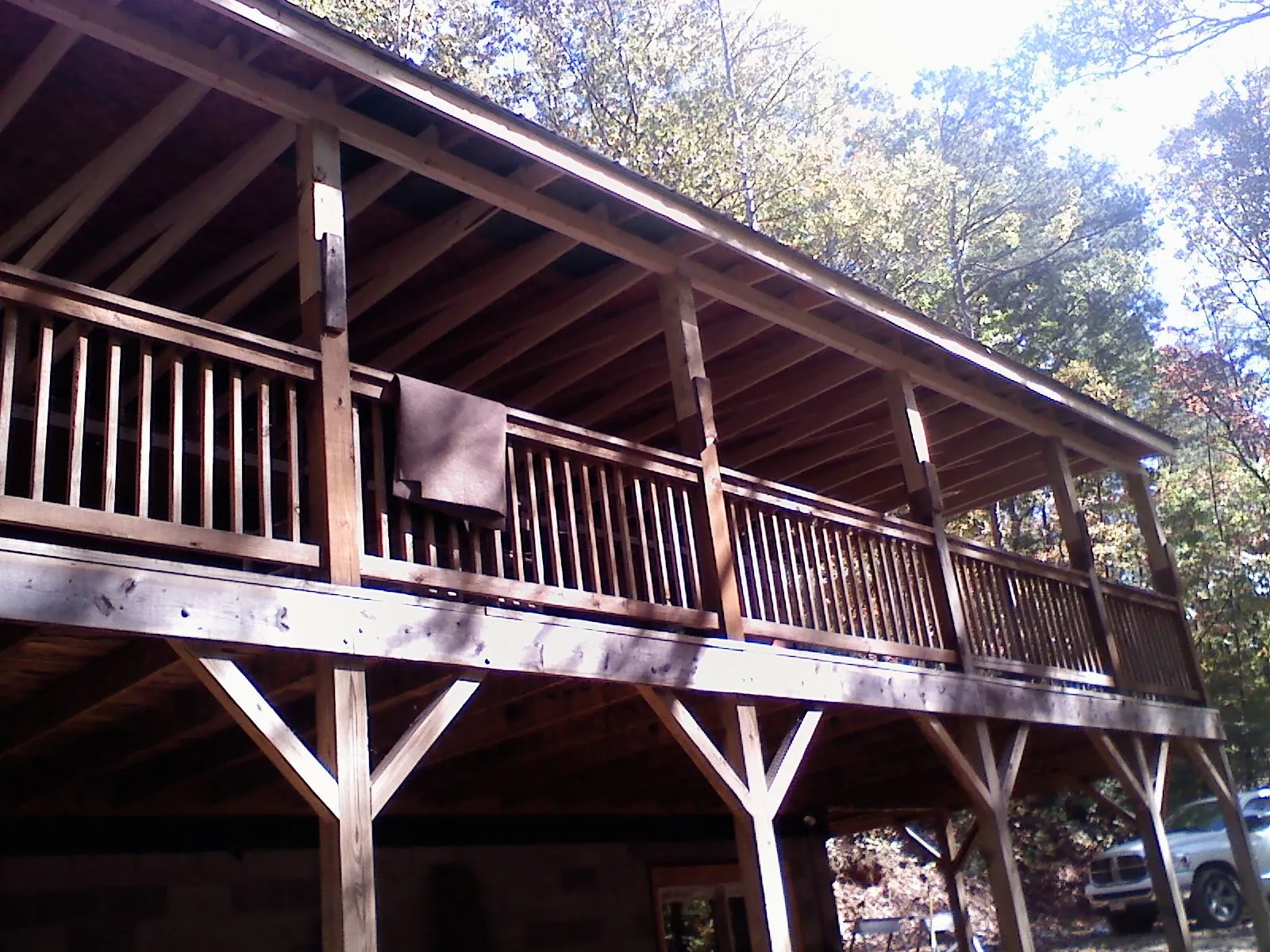 Timber framing under a new elevated porch and deck — Roof Leak Repair in Lawsonville by Roofing Brothers